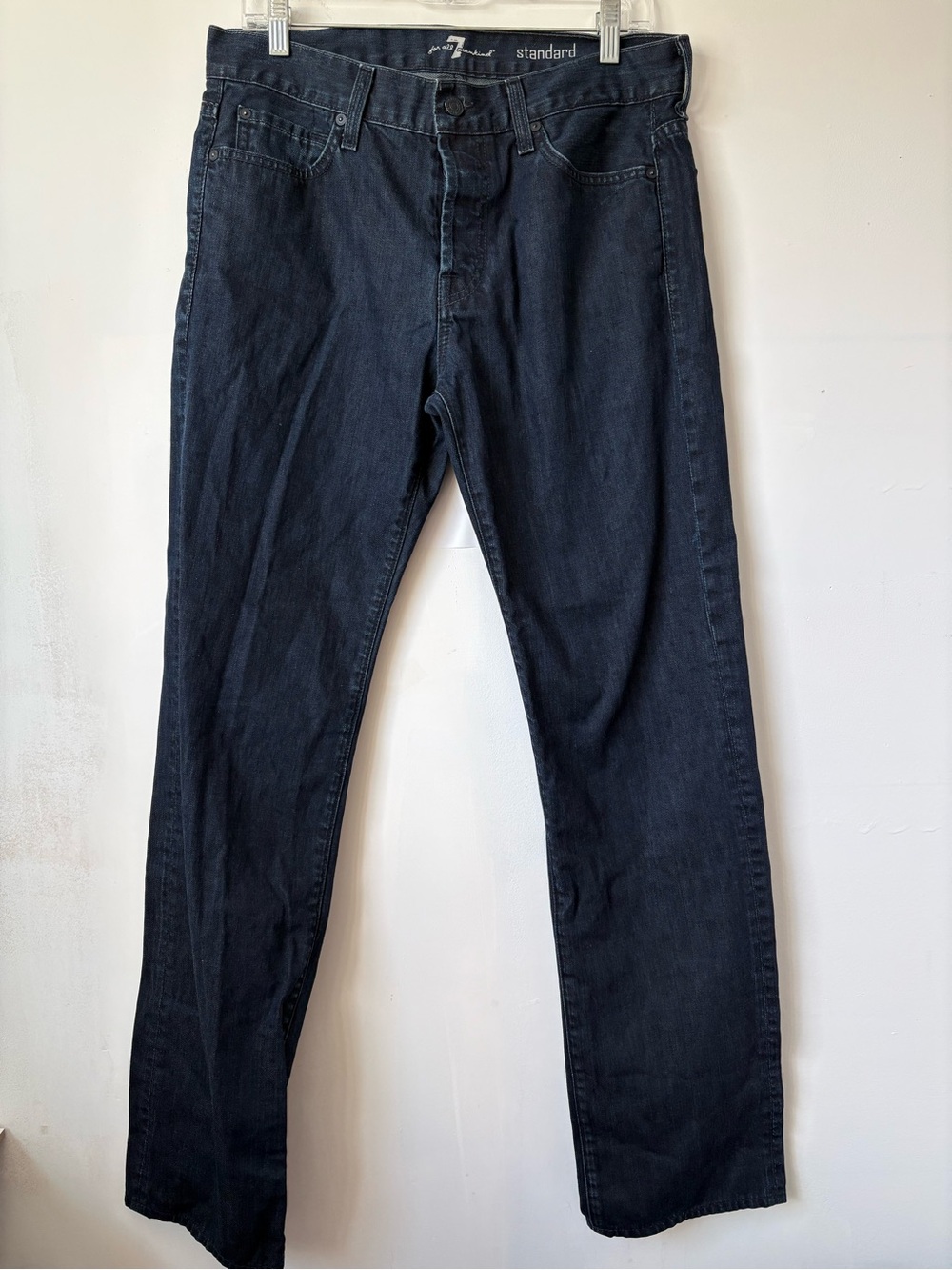 7 For All Mankind Men’s Straight Jeans in Dark Blue Wash 32x32